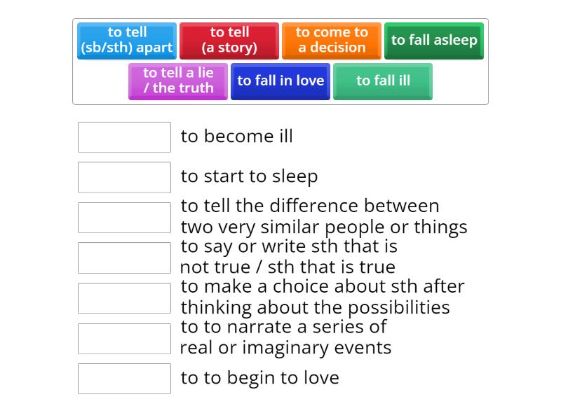 Objective First - U12 - Collocations with Come, Tell and Fall - Match up