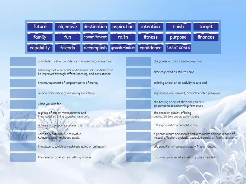 MLA Goal Setting Vocabulary - Match up