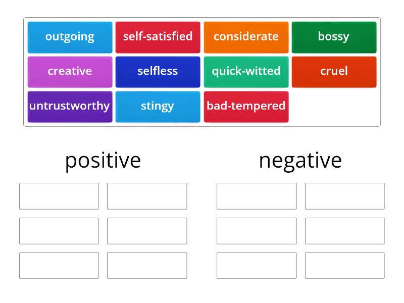 Put adjectives in the correct column