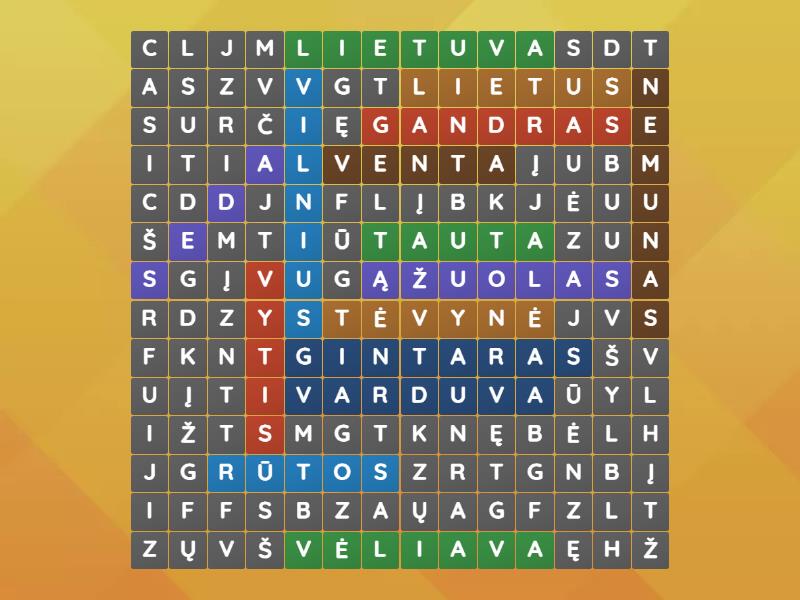 Surask žodžius. Lietuvos tema - Wordsearch