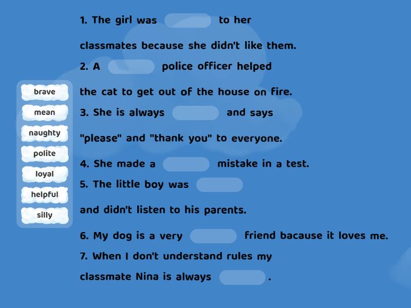 Rita personality practice - Complete the sentence
