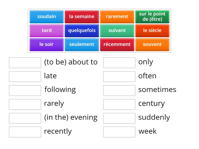 AQA FRENCH time phrases SET E Match up