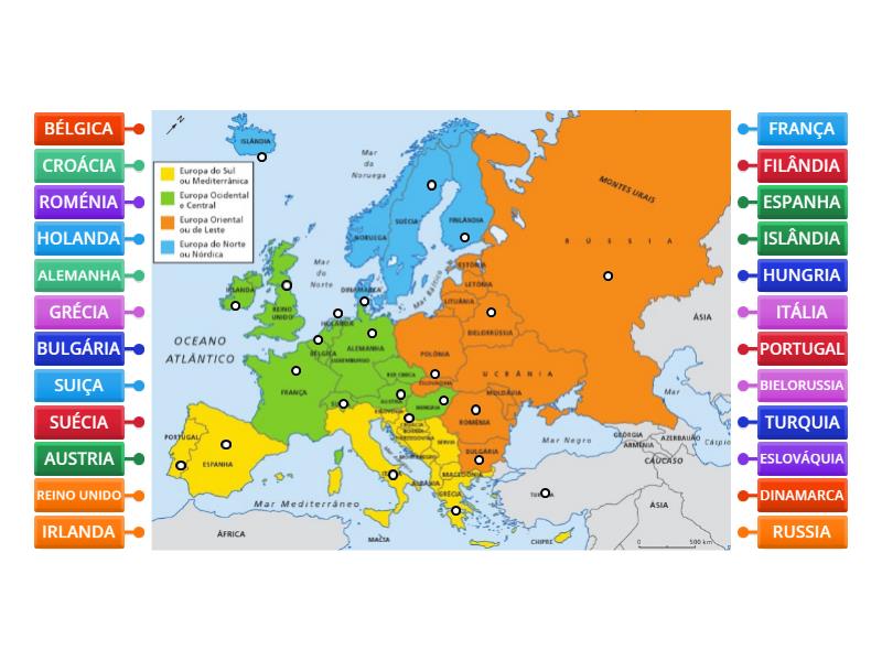 PAISES DA EUROPA COM LEGENDA - Labelled diagram