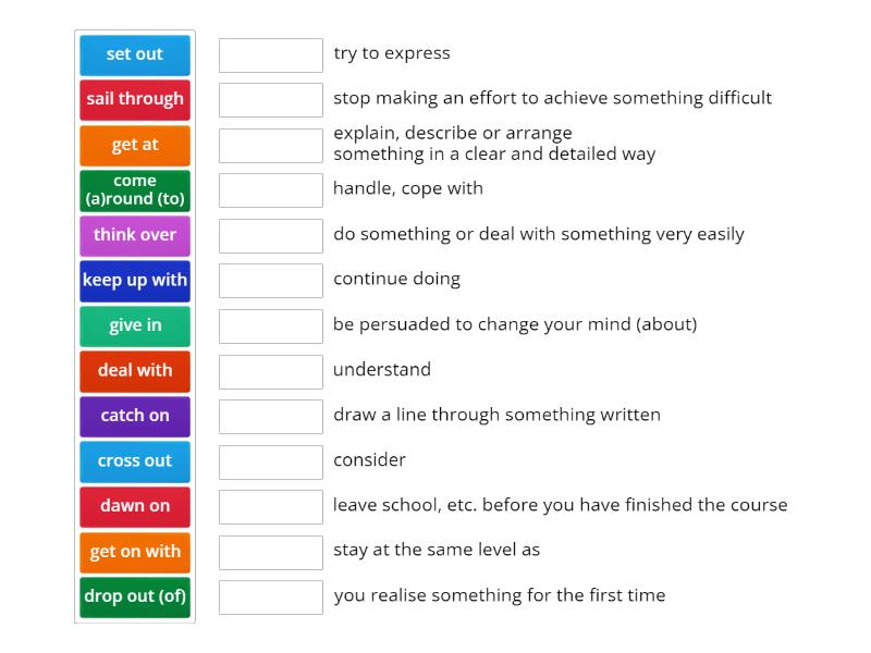 IELTS Destination B2 Unit 18 Phrasal Verbs - Une las parejas