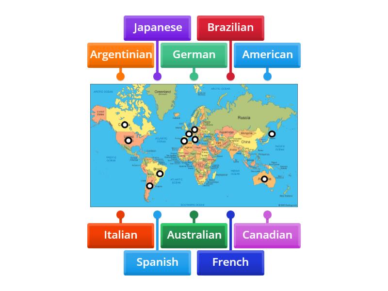 Nationalities - Labelled diagram