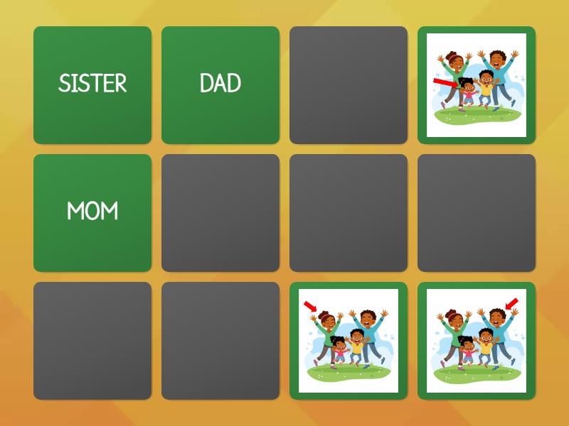 Family Members Memory Game - Matching pairs