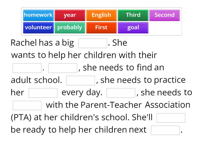 Ventures 2, Unit 2 Cloze Activity - Complete the sentence