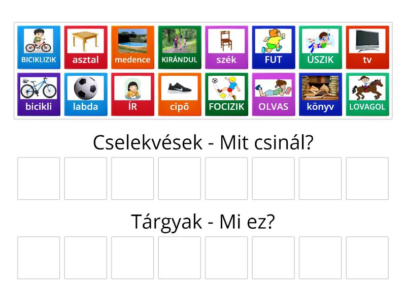 Cselekvések - tárgyak - Group sort