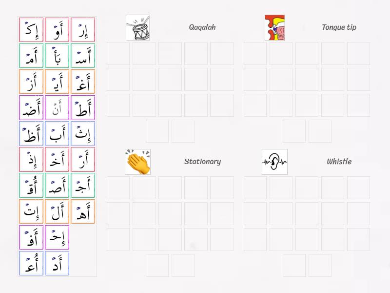 Qalqalah&Gummy&Whistle Letters - Group sort