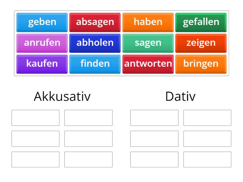 Verben und Kasus - Group sort