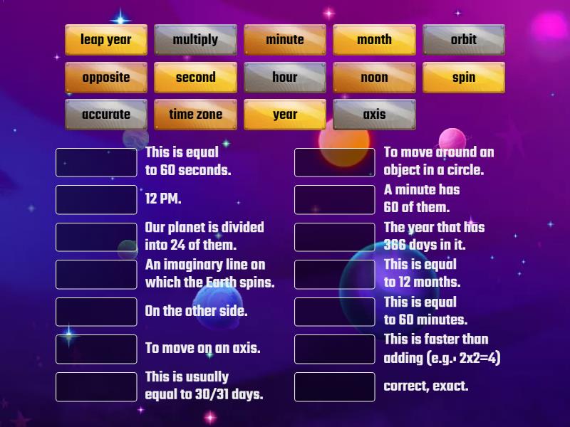 How do we measure time? - Match up