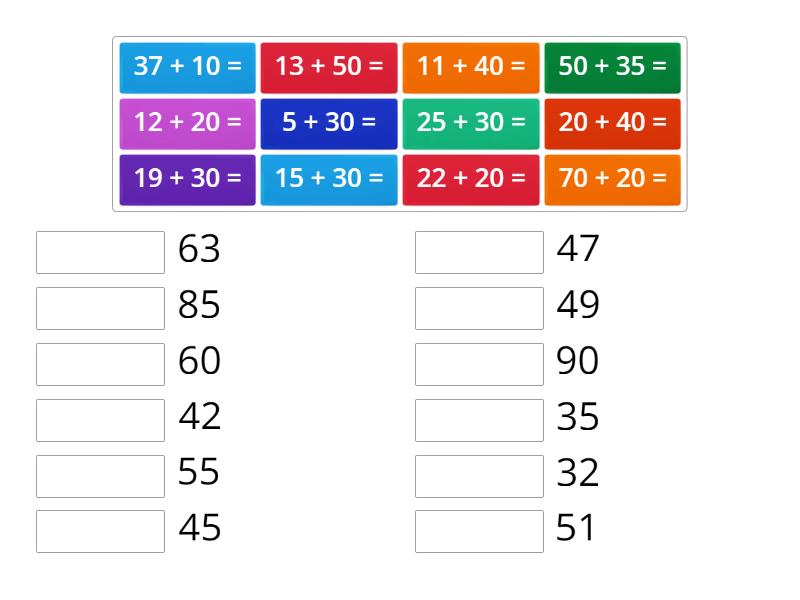 Adding 10 to Any Number - Match up