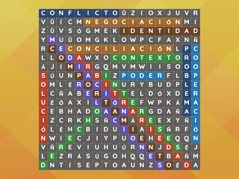 SOPA DE LETRAS - Enfoques y comportamientos ante los conflictos ...