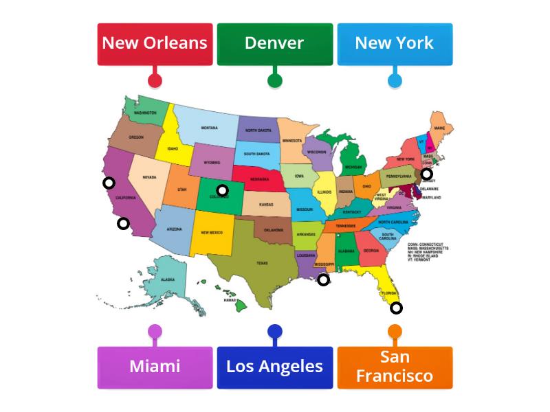 THE USA - Labelled diagram