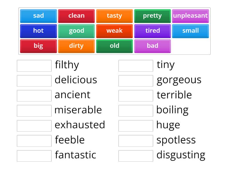 Extreme adjectives - Match up