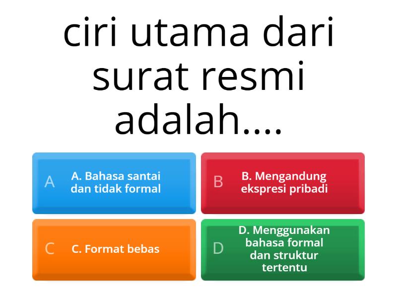 SURAT RESMI DAN TIDAK RESMI - Quiz