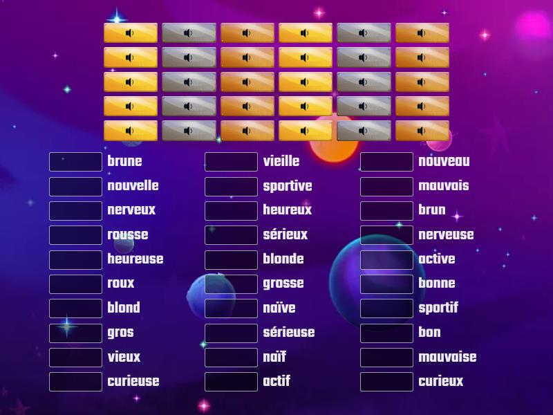 Les Adjectifs Descriptifs - Match Up