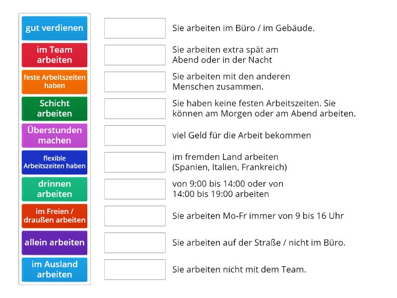 Wortschatz Zum Thema "Arbeit" - It's A Match