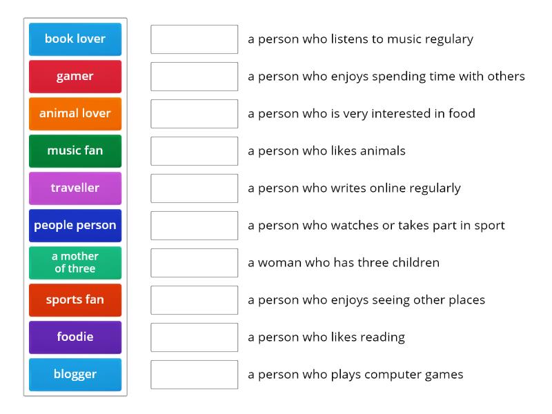 U1 Vocab types of people - Match up