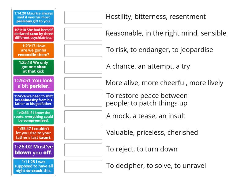 Inception vocab synonyms p3 - Match up