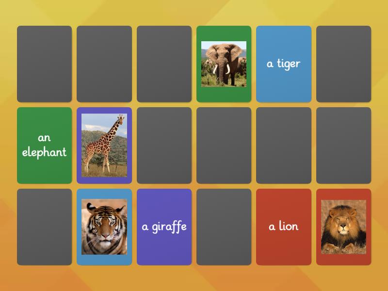 Unit 3A - Wildlife - In the zoo - pexeso - Matching pairs