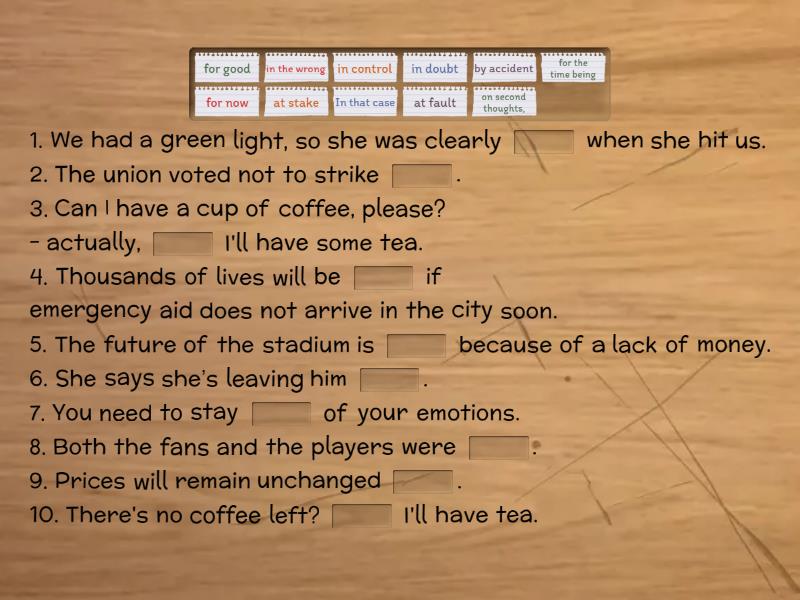 Solutions Upper 2E Preposition+noun phrase Gaps - Palabra perdida