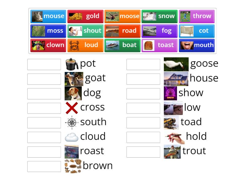 Letter o and friends_Rhymes Match up