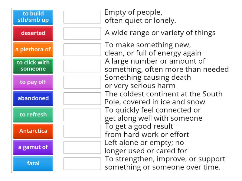 Match phrases to their definitions. Send a screenshot - Match up