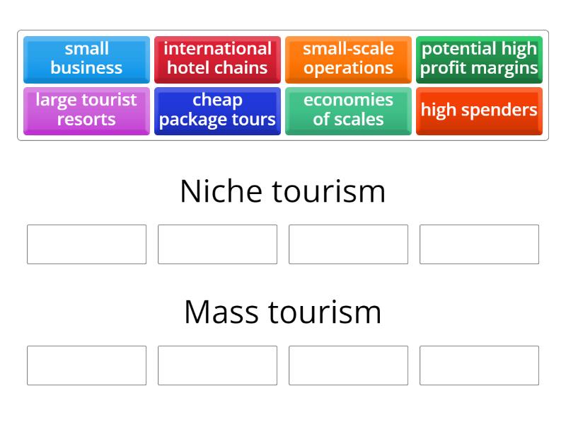Niche tourism vs mass tourism group sort