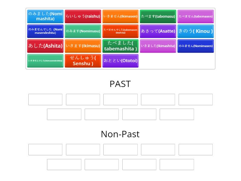 Past vs Non Past in Japanese - Group sort