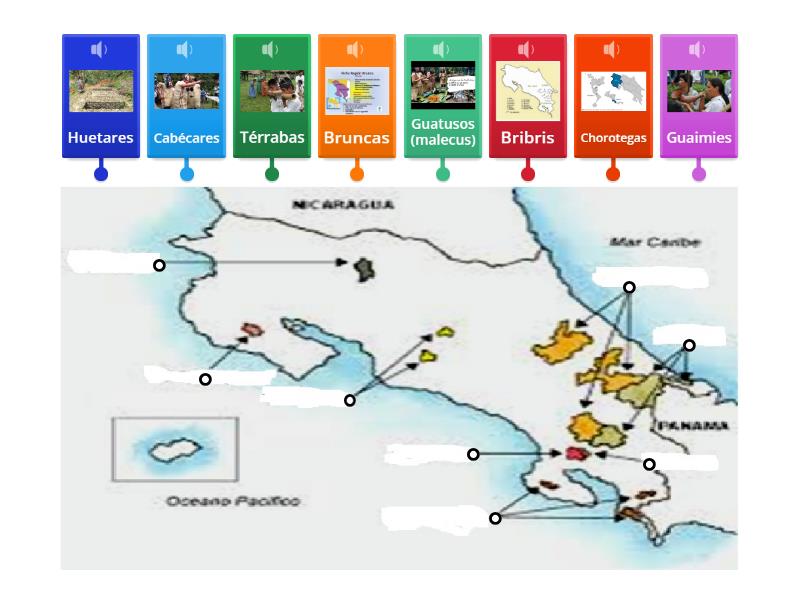 Ubicacion territorios indigenas de Costa Rica - Labelled diagram