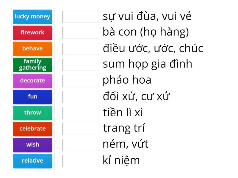 VOCABULARY - GRADE 6 - UNIT 6 - Match up