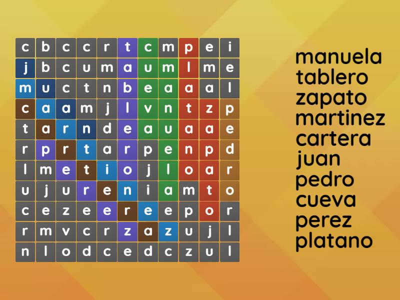 Sopa De Letras Sustantivos Wordsearch 7011