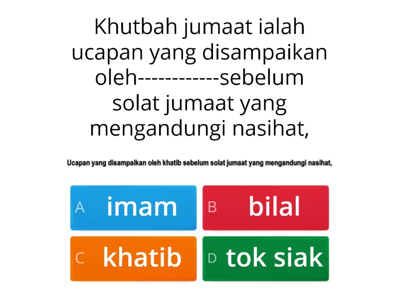 Pelajaran 15 Solat Jumaat Wadah Kesatuan Quiz