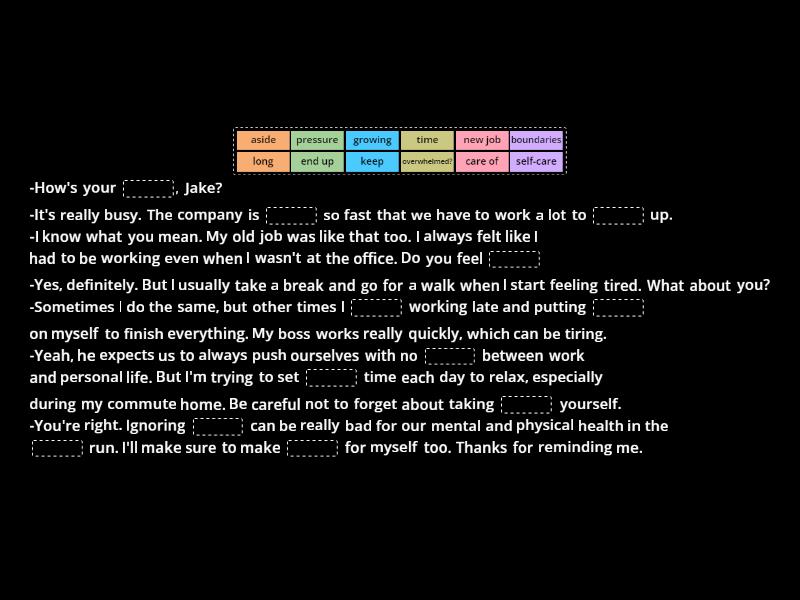 HABITS TO FOLLOW FOR A BETTER WORK-LIFE BALANCE - Complete the sentence