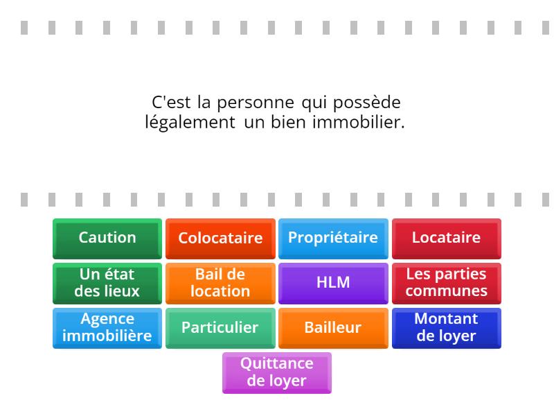 Le vocabulaire de logement Find the match