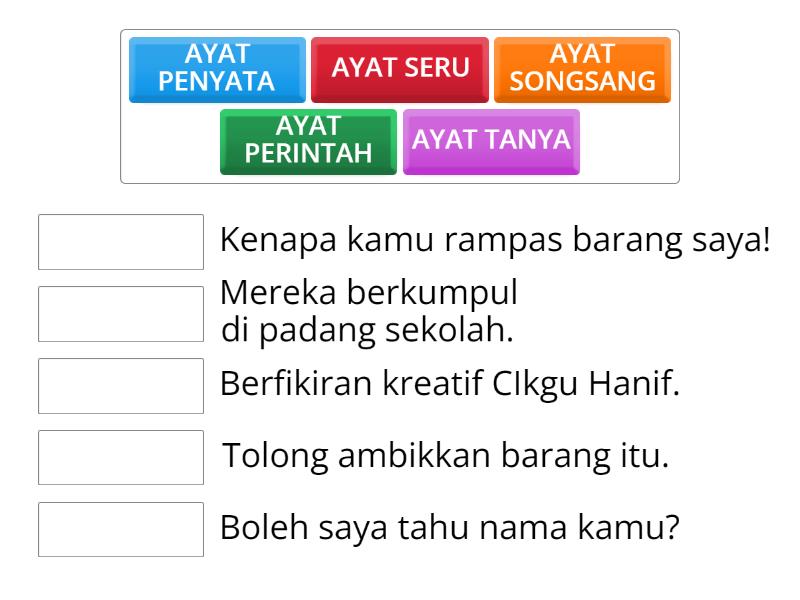 JENIS AYAT BAHASA MELAYU - Match Up