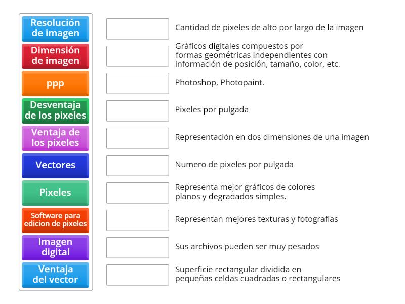 Pixeles vs Vectores - Une las parejas