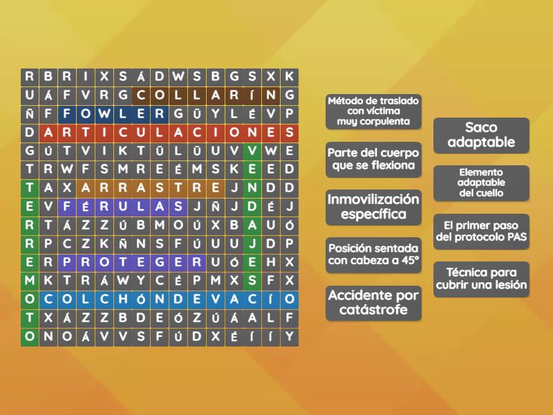 Primeros Auxilios Sopa De Letras