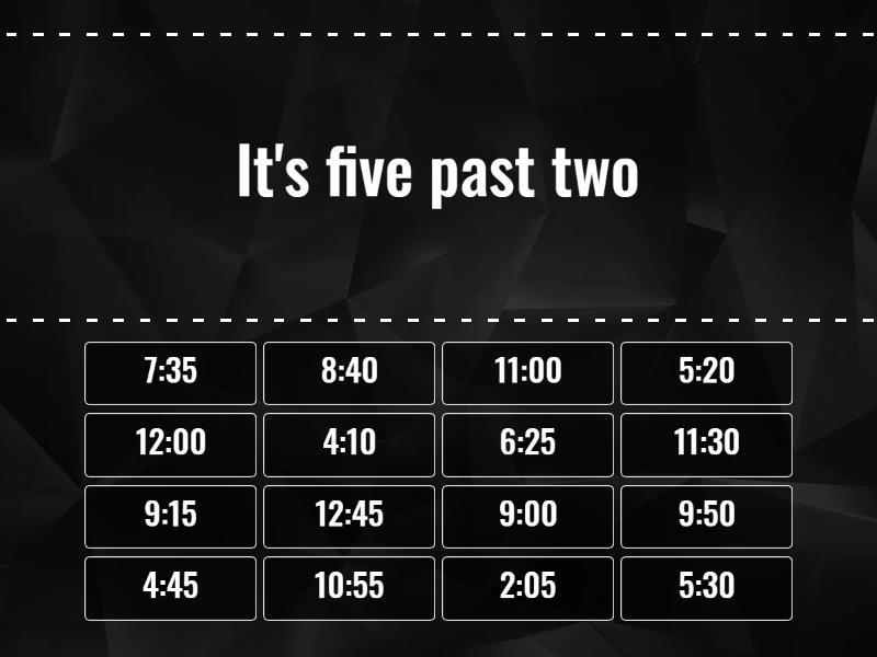 Telling The Time Clock Find The Match