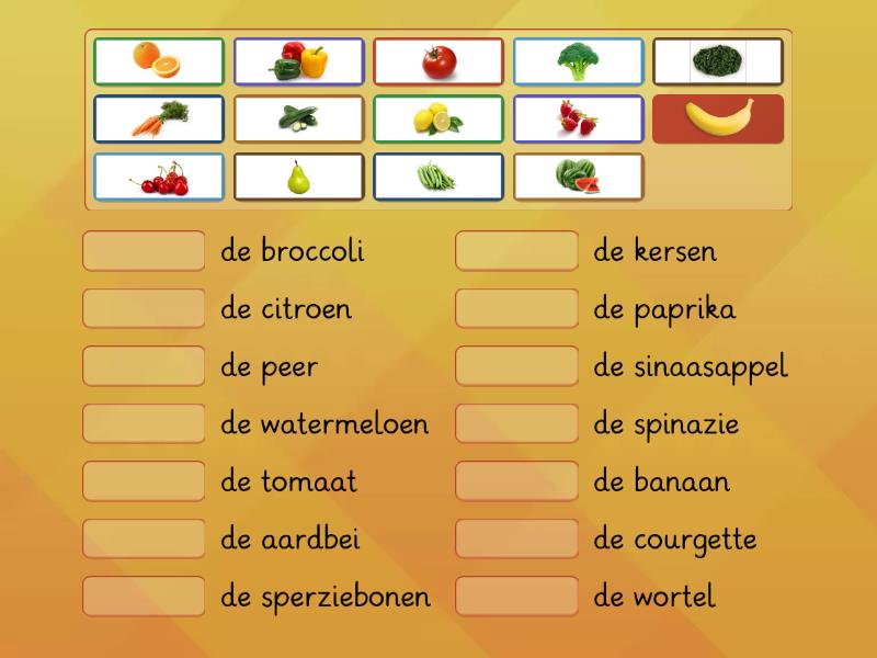 Groente en fruit oefenen - Match up