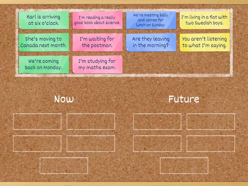 Present Continuous for future arrangements - Ordenar por grupo