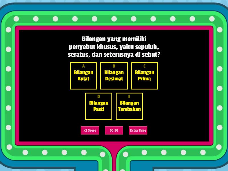 Bilangan Bulat Dan Bilangan Desimal - Gameshow Quiz