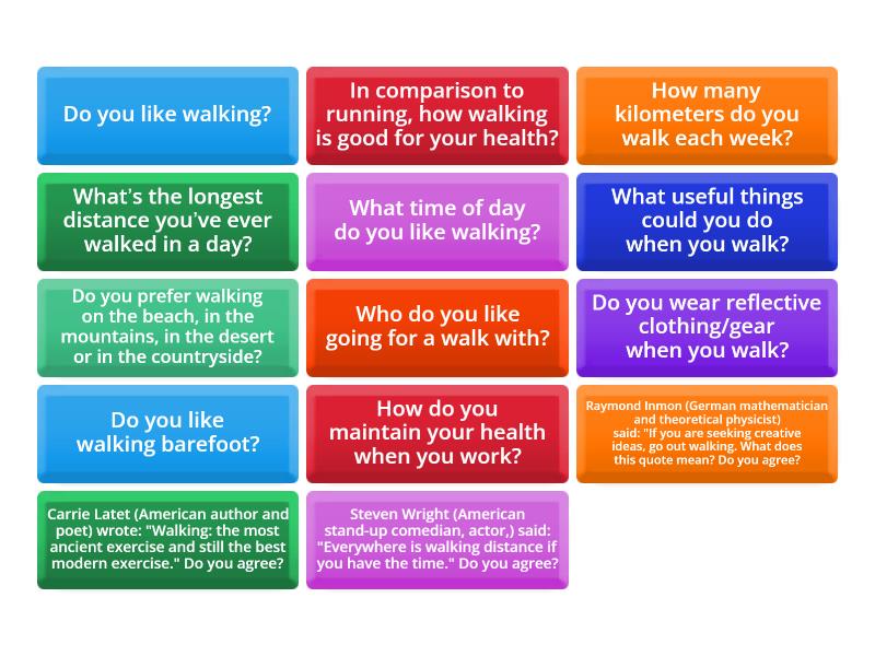 walking questions - Flip tiles