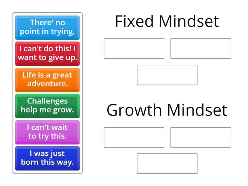 Fixed vs Growth Mindset - Group sort