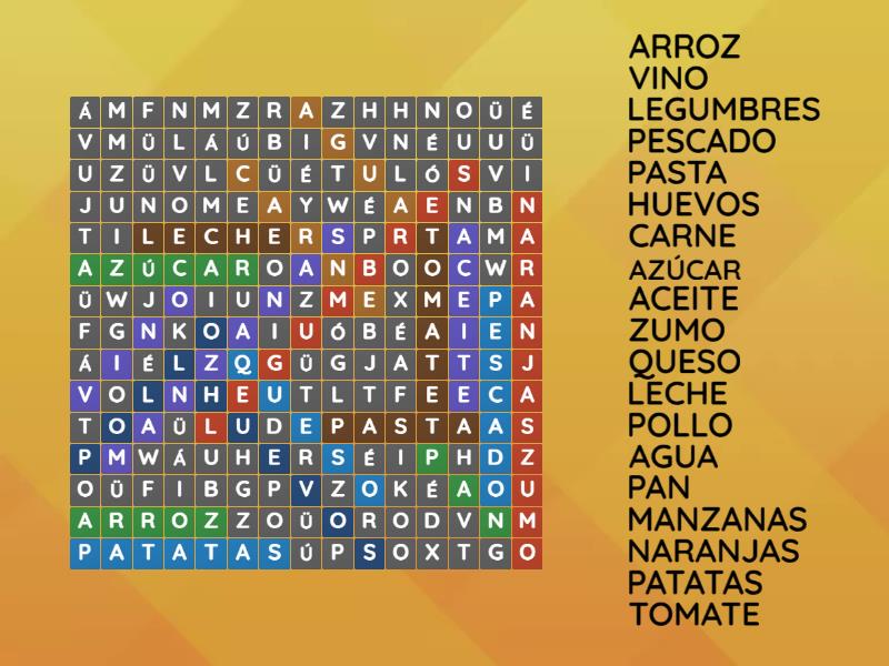 La comida - Wordsearch