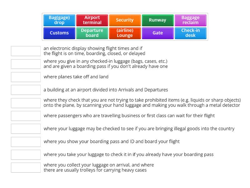 Airplane travel - Match up
