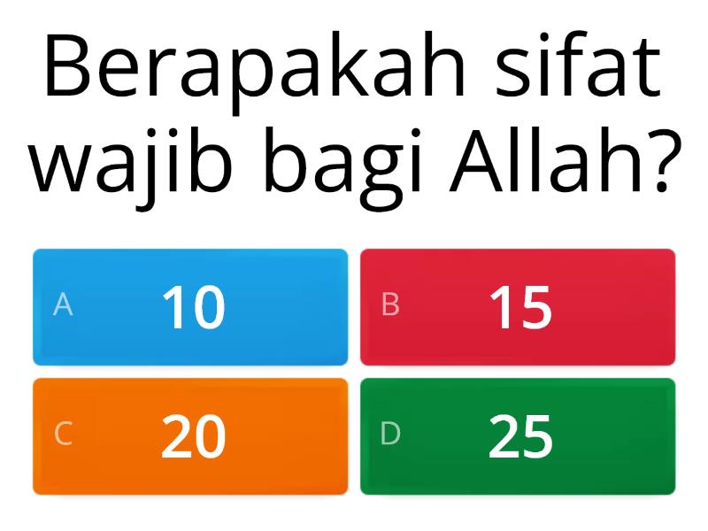 Sifat Wajib Dan Mustahil Bagi Allah - Quiz