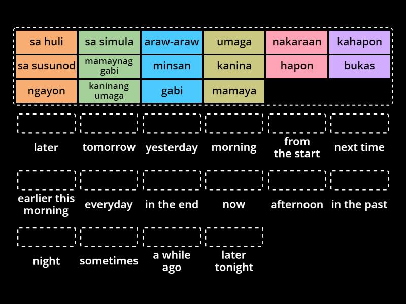 Q3 Words that indicate time (oras) - Match up