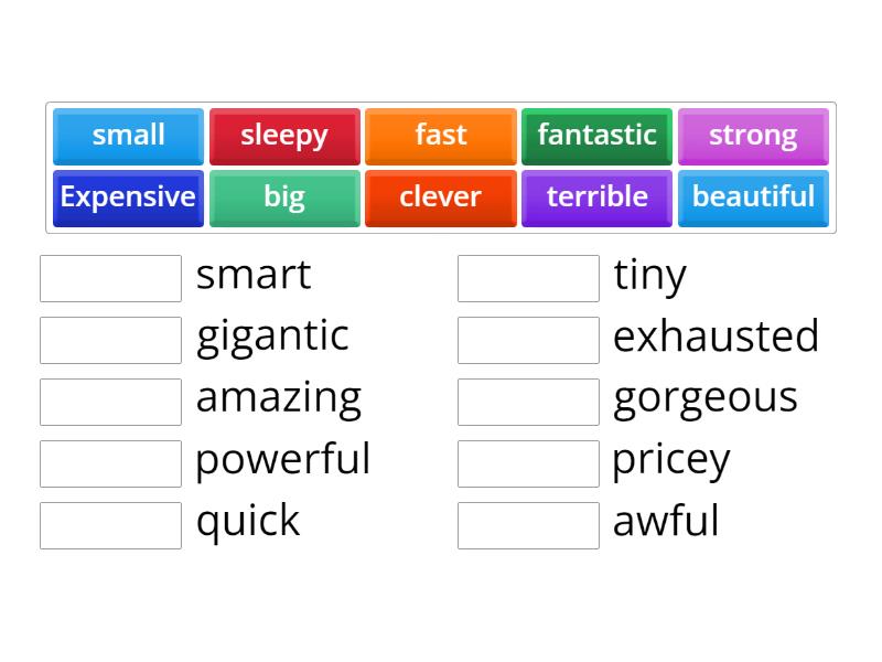 match-the-adjectives-same-meaning-match-up